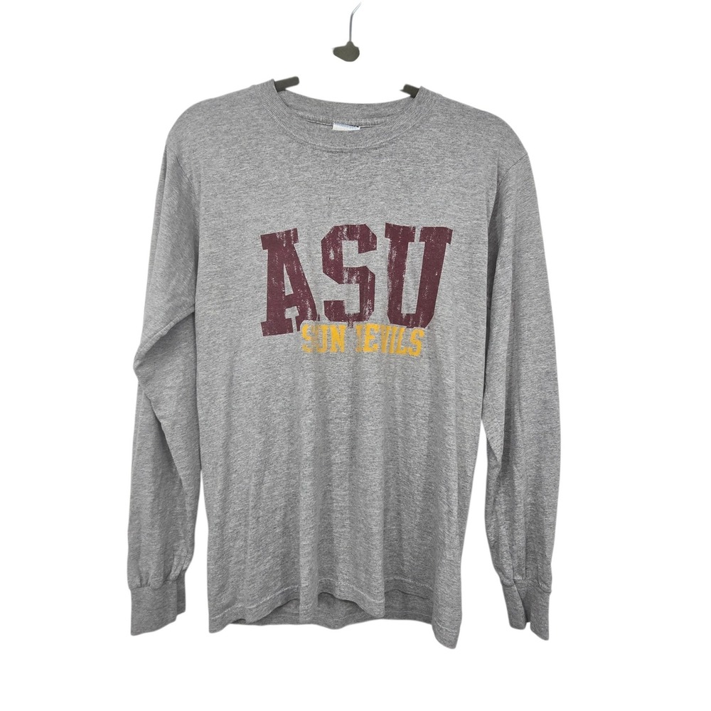 Gildan ASU Long Sleeve T-Shirt Women Small Gray Vintage 90s Y2K Sun Devils